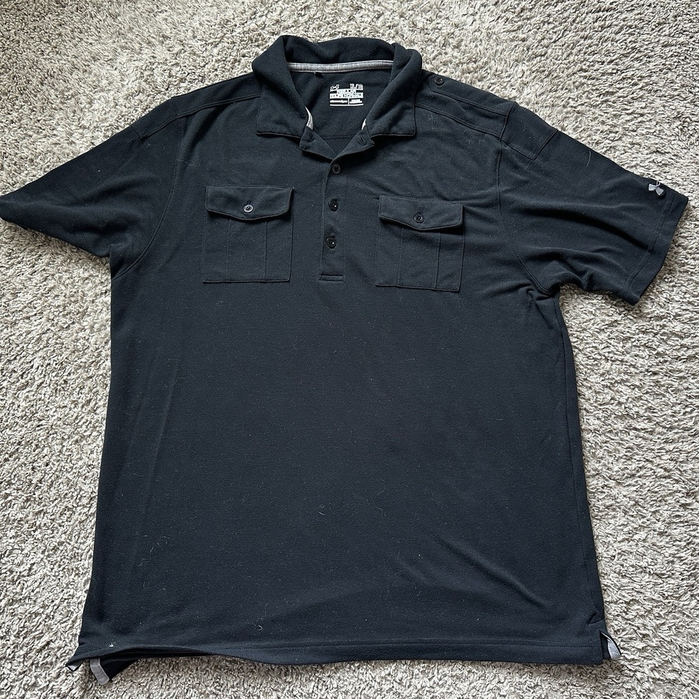 Under Armour Double Pocket Polo Shirt Mens XL Black
